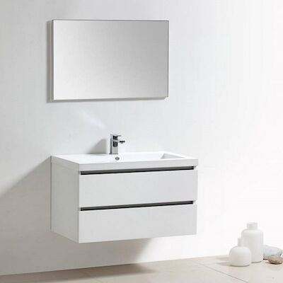 Badkamermeubelset Sanilux Trendline 100x47x50 cm 1 Kraangat Hoogglans Wit