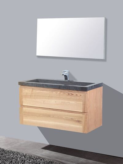 Badkamermeubelset Sanilux Wood Stone 100x47x50 cm Massief Eikenhout