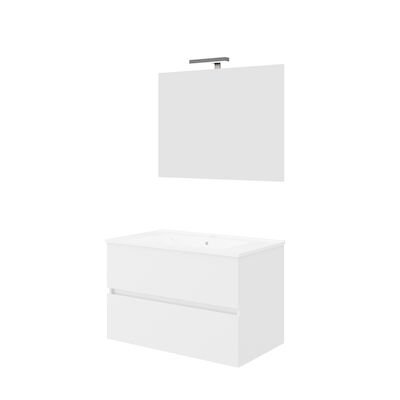 Badkamermeubelset Van Marcke Ada Compleet Set 80CM Glanzend Wit Met Spiegel