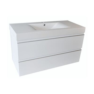Badkamermeubelset Wiesbaden Sigid 100x46x58 cm MDF Hoogglans Wit (1 kraangat, 2 lades)