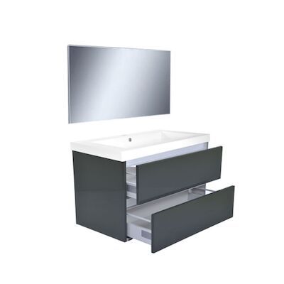 Badkamermeubelset Wiesbaden Vision 80×46 Hoogglans Grijs (2 laden)