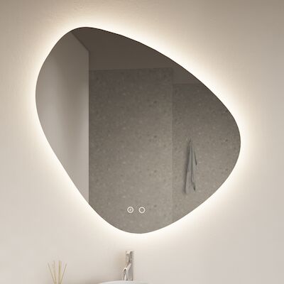 Badkamerspiegel Gliss Fury Organic LED Verlichting 100×100 cm En Spiegelverwarming