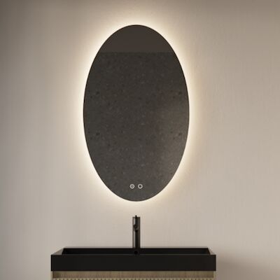 Badkamerspiegel Gliss Oval VERTICAAL LED Verlichting Met Spiegelverwarming 100×60 cm
