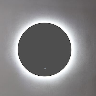 Badkamerspiegel Sanilux Rond LED 3 Kleuren Instelbaar Dimbaar Incl. Spiegelverwarming 100×2.5 cm Mat Zwart