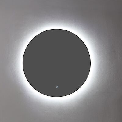 Badkamerspiegel Sanilux Rond LED 3 Kleuren Instelbaar Dimbaar Incl. Spiegelverwarming 80×2.5 cm Mat Zwart