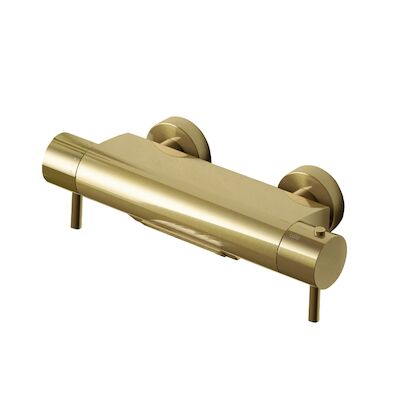 Badkraan Hotbath Cobber Thermostaat Waterval Uitloop Geborsteld Messing PVD