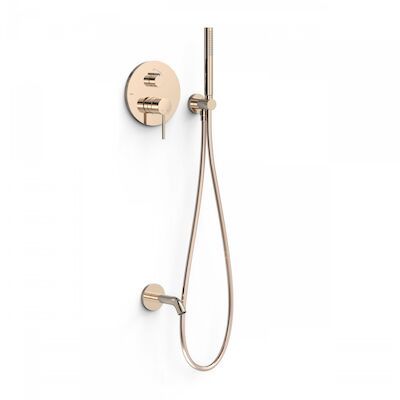 Badkraan Inbouw Tres Study Exclusive met Staafhanddouche, Wanduitloop en Mengkraan Rapid Box Rosé Goud