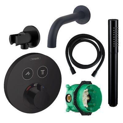 Badkraanset Hansgrohe Select Rond met Handdouche Zwart