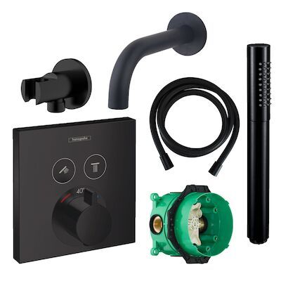 Badkraanset Hansgrohe Select Vierkant met Handdouche Zwart