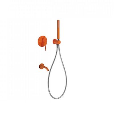 Badmengkraan Inbouw Tres Study Colors met Handdouche Rond Oranje