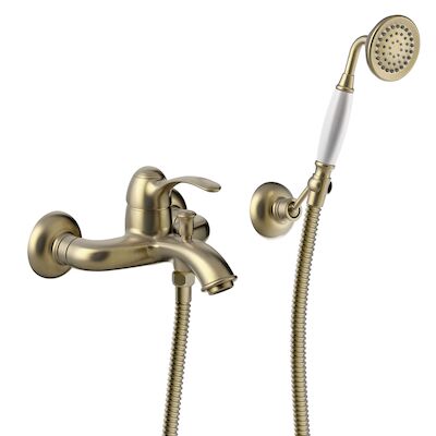 Badmengkraan Tres Clasic 1 Hendel Incl Handdouche en Doucheslang Mat Verouderd Messing
