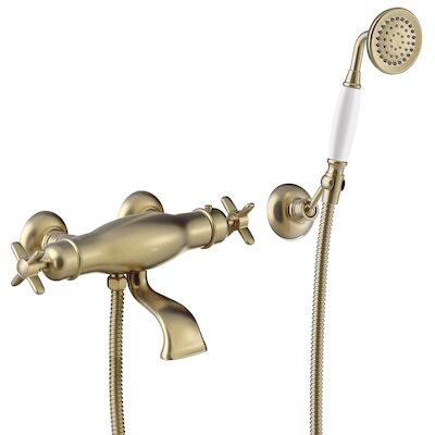 Badmengkraan Tres Clasic Opbouw Incl Handdouche Verouderd Messing Mat