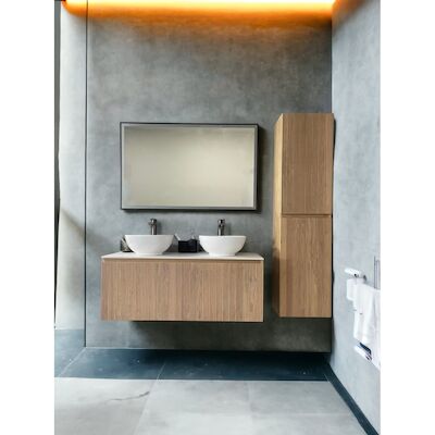 Badmeubel Casajoy Bold Topblad Wit Onderkast 120 cm Met Strepen Eiken