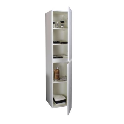 Badmeubelkast BWS Pepper Hoge Kast Greeploos 2 Deuren 145x30x30 cm Wit