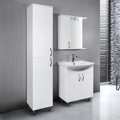 Badmeubelset BWS Aleco 65 cm Inclusief Spiegelkast en Verlichting Wit