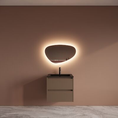 Badmeubelset BWS Riga Met Asia Wastafel Mat Zwart 60 cm Cappuccino