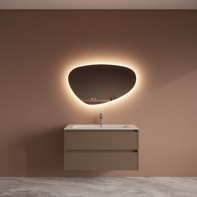 Badmeubelset BWS Riga Met Asia Wastafel Wit 100 cm Cappuccino