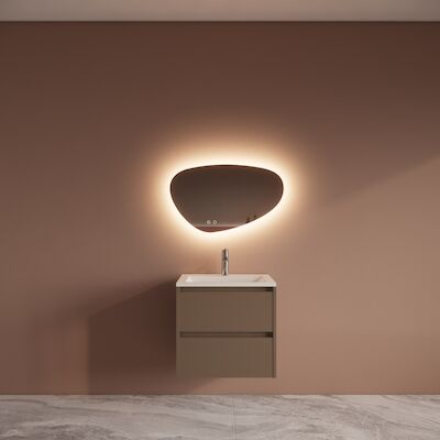 Badmeubelset BWS Riga Met Asia Wastafel Wit 60 cm Cappuccino