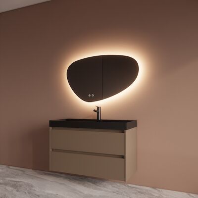 Badmeubelset BWS Riga Met Lako Wastafel Zwart 100 cm Cappuccino