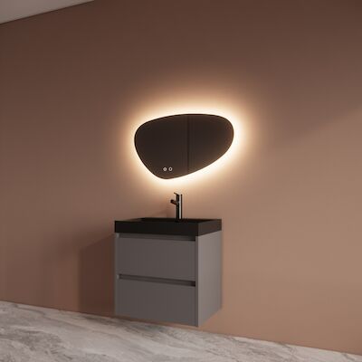 Badmeubelset BWS Riga Met Lako Wastafel Zwart 60 cm Grafiet