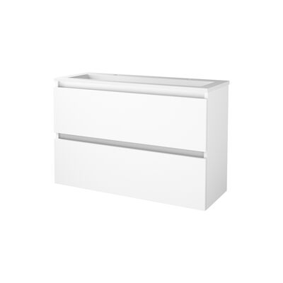 Badmeubelset BWS Salt 100x39cm Greeploos 2 Lades Met Wastafel 2 Kraangaten Ice White