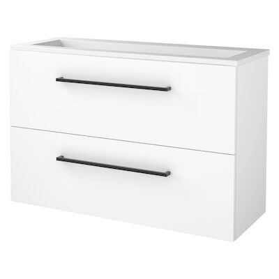 Badmeubelset BWS Salt 100x39cm Met Grepen 2 Lades Met Wastafel Acryl Ice White