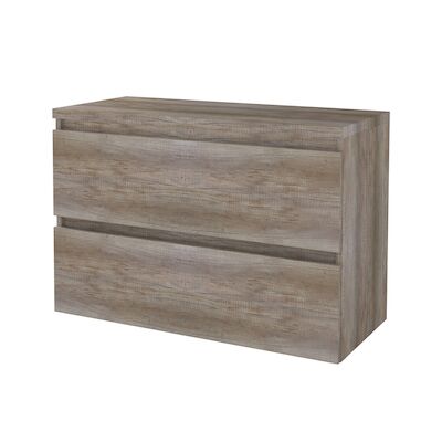 Badmeubelset BWS Salt 100x46cm Greeploos 2 Lades Met Afdekplaat Scotch Oak