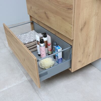 Badmeubelset BWS Salt 100x46cm Greeploos 2 Lades Met Afdekplaat Whisky Oak