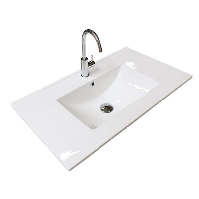 Badmeubelset BWS Salt 100x46cm Greeploos 2 Lades Met Wastafel 1 Kraangat Whisky Oak