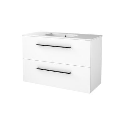 Badmeubelset BWS Salt 100x46cm Met Grepen 2 Lades Met Wastafel 1 Kraangat Ice White