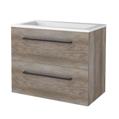 Badmeubelset BWS Salt 100x46cm Met Grepen 2 Lades Met Wastafel Acryl 1 Kraangat Scotch Oak