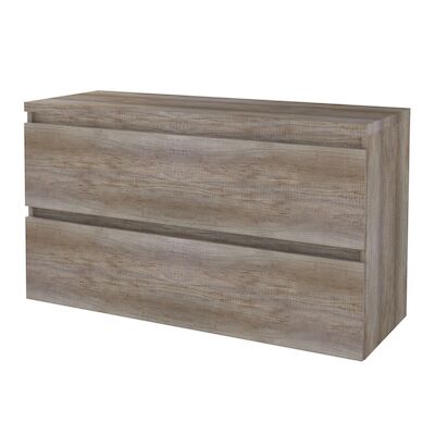 Badmeubelset BWS Salt 120x46cm Greeploos 2 Lades Met Afdekplaat Scotch Oak