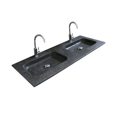 Badmeubelset BWS Salt 120x46cm Greeploos 2 Lades Met Wastafel Hardsteen 2 Kraangaten Ice White
