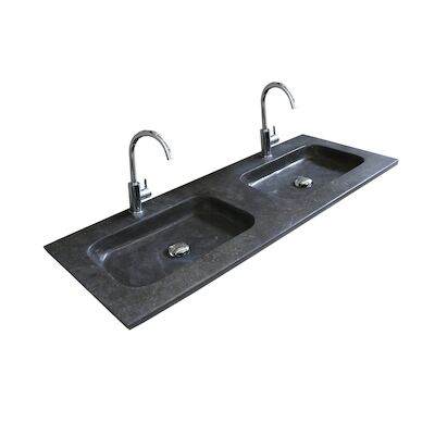 Badmeubelset BWS Salt 120x46cm Greeploos 2 Lades Met Wastafel Hardsteen 2 Kraangaten Whisky Oak