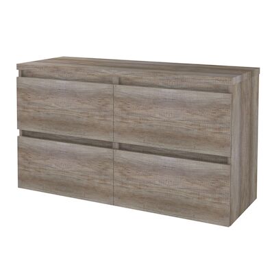 Badmeubelset BWS Salt 120x46cm Greeploos 4 Lades Met Afdekplaat Scotch Oak
