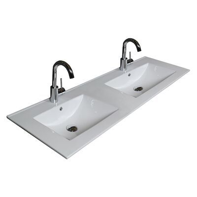 Badmeubelset BWS Salt 120x46cm Greeploos 4 Lades Met Wastafel 2 Kraangaten Whisky Oak