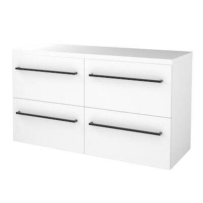 Badmeubelset BWS Salt 120x46cm Met Grepen 4 Lades Met Afdekplaat Ice White