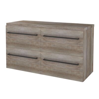 Badmeubelset BWS Salt 120x46cm Met Grepen 4 Lades Met Afdekplaat Scotch Oak