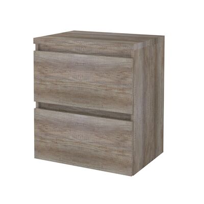 Badmeubelset BWS Salt 60x46cm Greeploos 2 Lades Met Afdekplaat Scotch Oak