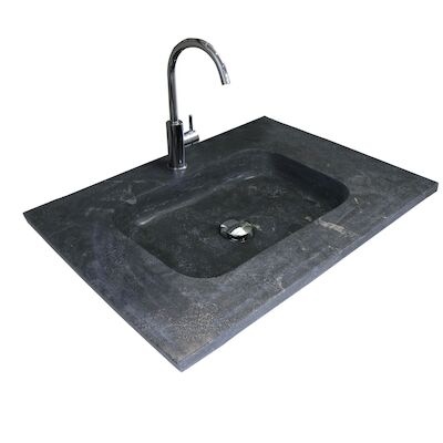Badmeubelset BWS Salt 60x46cm Greeploos 2 Lades Met Wastafel Hardsteen Ice White