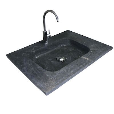 Badmeubelset BWS Salt 60x46cm Greeploos 2 Lades Met Wastafel Hardsteen Whisky Oak