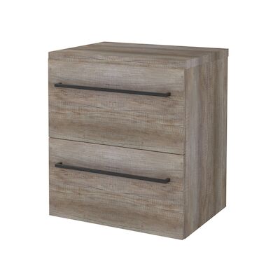 Badmeubelset BWS Salt 60x46cm Met Grepen 2 Lades Met Afdekplaat Scotch Oak
