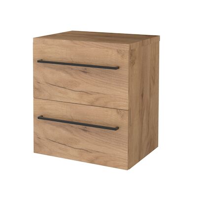 Badmeubelset BWS Salt 60x46cm Met Grepen 2 Lades Met Afdekplaat Whisky Oak