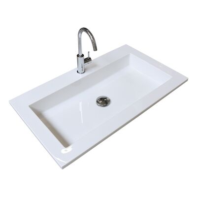 Badmeubelset BWS Salt 80x39cm Greeploos 2 Lades Met Wastafel Acryl 1 Kraangat Scotch Oak