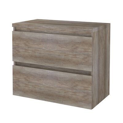 Badmeubelset BWS Salt 80x46cm Greeploos 2 Lades Met Afdekplaat Scotch Oak