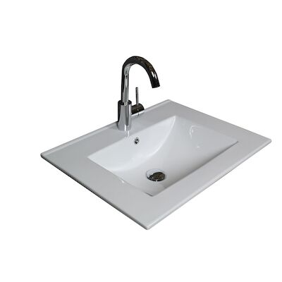 Badmeubelset BWS Salt 80x46cm Greeploos 2 Lades Met Wastafel 1 Kraangat Scotch Oak