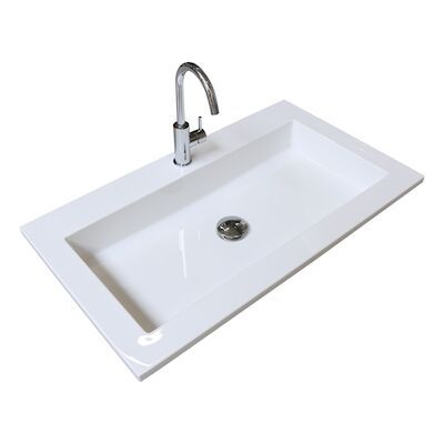 Badmeubelset BWS Salt 80x46cm Greeploos 2 Lades Met Wastafel Acryl 1 Kraangat Whisky Oak