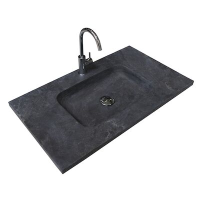 Badmeubelset BWS Salt 80x46cm Greeploos 2 Lades Met Wastafel Hardsteen 1 Kraangat Scotch Oak