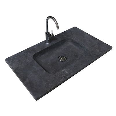 Badmeubelset BWS Salt 80x46cm Greeploos 2 Lades Met Wastafel Hardsteen Ice White
