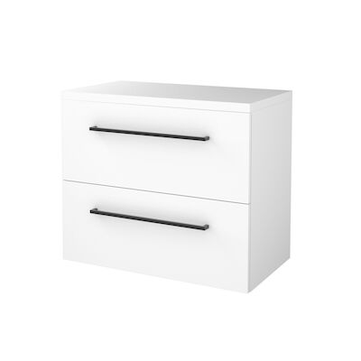 Badmeubelset BWS Salt 80x46cm Met Grepen 2 Lades Met Afdekplaat Ice White